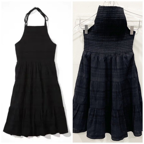 American Eagle Smocked Halter Mini Dress Black Small - Picture 1 of 8